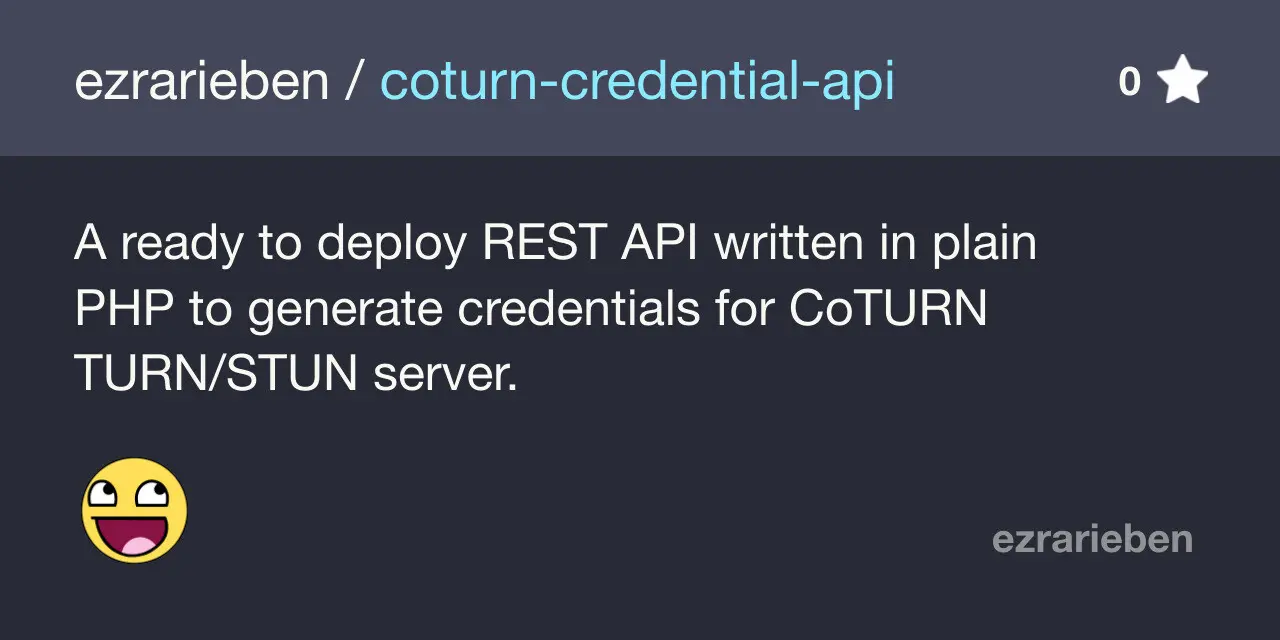 Screenshot of project coturn-credential-api
